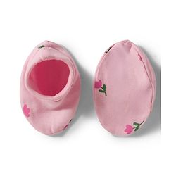 Babyhug 100% Cotton Knit Floral Printed Cap Mittens & Booties Set Pink - Diameter 12.5 cm