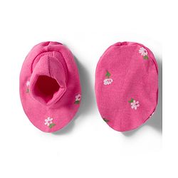 Babyhug 100% Cotton Knit Floral Printed Cap Mittens & Booties Set Pink - Diameter 9.5 cm