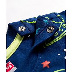 Babyhug Cotton Knit Full Sleeves T-Shirt & Pyjama Co-ord Night Suit With Space Theme Print - Navy Blue
