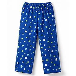 Babyhug Cotton Knit Full Sleeves Co-Ords Shirt & Pyjama Night-Suit With Star Print - Blue