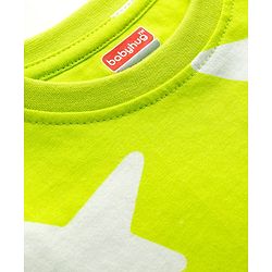 Babyhug Cotton Knit Full Sleeves Co-ords T-Shirt & Pajama Night Suit with Star Print - Light Green