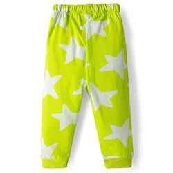 Babyhug Cotton Knit Full Sleeves Co-ords T-Shirt & Pajama Night Suit with Star Print - Light Green