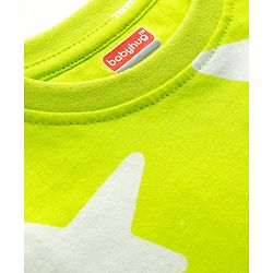 Babyhug Cotton Knit Full Sleeves Co-ords T-Shirt & Pajama Night Suit with Star Print - Light Green