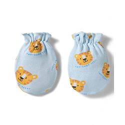 Babyhug 100% Cotton Knit Cap Mittens & Booties Set with Tiger Print Multicolor - Diameter 9.5 cm