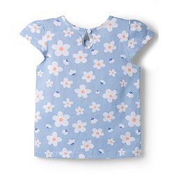 Babyhug 100% Cotton Knit Half Sleeves T-Shirts with Floral Print Pack of 3 - Orange Cream & Blue