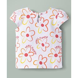 Babyhug Cotton Knit Half Sleeves T-Shirt with Floral Print - Multicolor