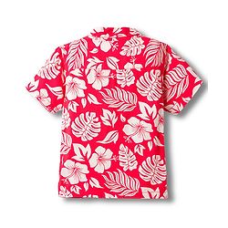 Babyhug Cotton Woven Half Sleeves Leaf Printed Resort Collar Shirt - Red