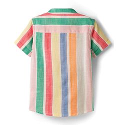 Babyhug Cotton Woven Half Sleeves Striped Mandarin Collar Shirt - Multicolor