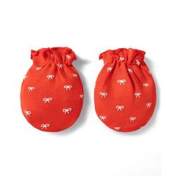 Babyhug 100% Cotton Knit Cap Mittens & Booties With Bow Print Multicolor - Diameter 12.5 cm