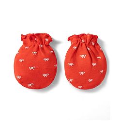 Babyhug 100% Cotton Knit Cap Mittens & Booties With Bow Print Multicolor - Diameter 12.5 cm