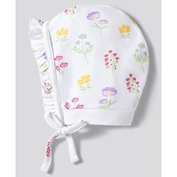 Babyhug 100% Cotton Knit Caps With Floral Print Pack of 2 Multicolor - Diameter 16.5 cm
