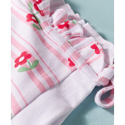 Babyhug 100% Cotton Knit Floral & Checks Printed Caps With Knot Pack Of 2 Multicolour - Diameter 12.5 cm