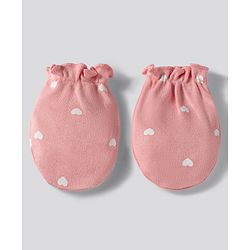 Babyhug 100% Cotton Knit Mittens With Heart & Bow Print Pack of 3 - Multicolor
