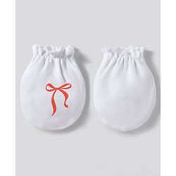 Babyhug 100% Cotton Knit Mittens With Heart & Bow Print Pack of 3 - Multicolor