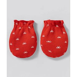 Babyhug 100% Cotton Knit Mittens With Heart & Bow Print Pack of 3 - Multicolor