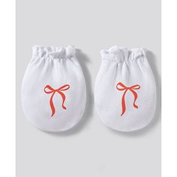 Babyhug 100% Cotton Knit Mittens With Heart & Bow Print Pack of 3 - Multicolor