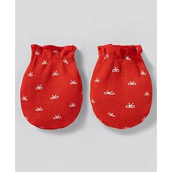 Babyhug 100% Cotton Knit Mittens With Heart & Bow Print Pack of 3 - Multicolor