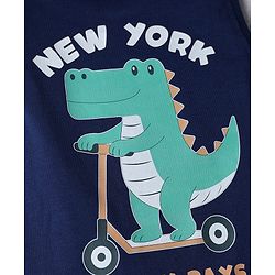 Babyhug Cotton Knit T-Shirt Sleeveless Round Neck Crocodile Print Multi Color 6-9 Months