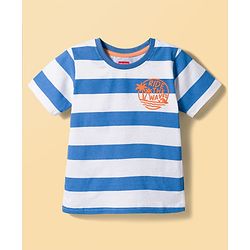 Babyhug Cotton Knit Half Sleeves T-Shirt with Stripes & Tiger Graphics - Multicolor