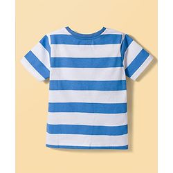 Babyhug Cotton Knit Half Sleeves T-Shirt with Stripes & Tiger Graphics - Multicolor