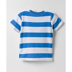Babyhug Cotton Knit Half Sleeves T-Shirt with Stripes & Tiger Graphics - Multicolor