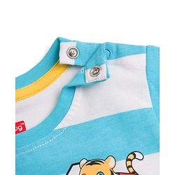 Babyhug Cotton Knit Half Sleeves T-Shirt with Stripes & Tiger Graphics - Multicolor