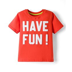 Babyhug 100% Cotton Knit Half Sleeves Text Printed T-Shirt - Red