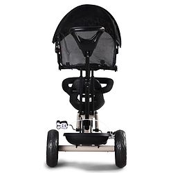 Babyhug Little Leopard Tricycle for Kids with Parental Push Handle & Canopy Toddler Ride-On Trike with Safety Harness BIS Certified Seat with High Backrest Foldable Footrest Anti-Slip Pedals - Beige