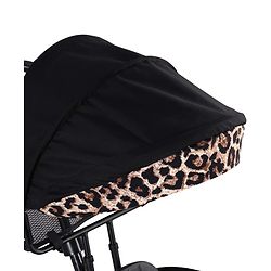 Babyhug Little Leopard Tricycle for Kids with Parental Push Handle & Canopy Toddler Ride-On Trike with Safety Harness BIS Certified Seat with High Backrest Foldable Footrest Anti-Slip Pedals - Beige
