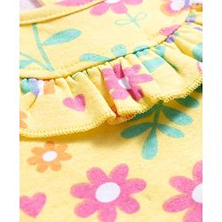 Babyhug 100% Cotton Knit Half Sleeves Onesie with Tropical Theme Print - Yellow