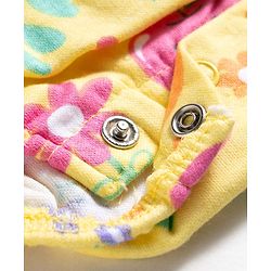Babyhug 100% Cotton Knit Half Sleeves Onesie with Tropical Theme Print - Yellow