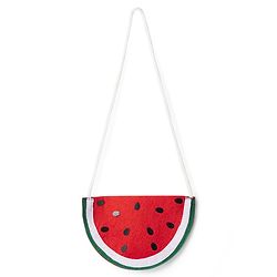 Babyhug Seer Sucker Woven Sleeveless Frock with Watermelon Print & Sling Bag Bow Applique  - Green