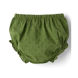 Babyhug 100% Cotton Woven Half Sleeves Flared Frock & Bloomer With Floral Embroidery - Green