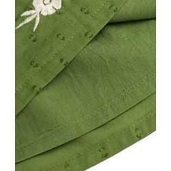 Babyhug 100% Cotton Woven Half Sleeves Flared Frock & Bloomer With Floral Embroidery - Green