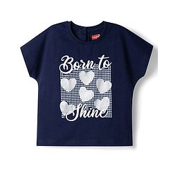 Babyhug Cotton Knit Half Sleeves Oversized T-Shirt With Heart & Text Print - Multicolor