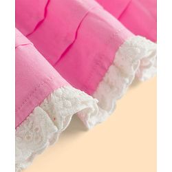 Babyhug Poplin Woven Frock &  Bloomer With Headband Floral Print & Applique - Pink