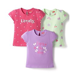 Babyhug Cotton Knit T-Shirts with Graphics Half Sleeves Round Neck Multi Color 6-9 Months Pack of 3