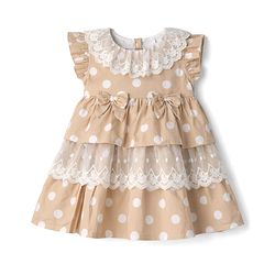 Babyhug Cotton Woven Half Sleeves Polka Dots Printed Frock With Bloomer - Beige