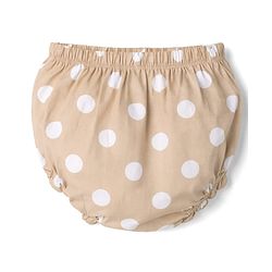 Babyhug Cotton Woven Half Sleeves Polka Dots Printed Frock With Bloomer - Beige