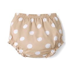 Babyhug Cotton Woven Half Sleeves Polka Dots Printed Frock With Bloomer - Beige
