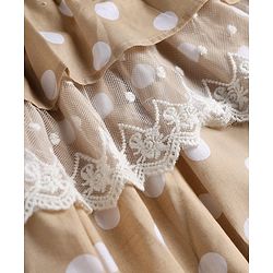 Babyhug Cotton Woven Half Sleeves Polka Dots Printed Frock With Bloomer - Beige
