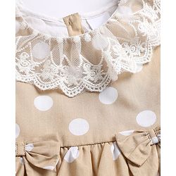 Babyhug Cotton Woven Half Sleeves Polka Dots Printed Frock With Bloomer - Beige
