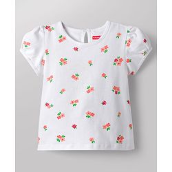 Babyhug Corduroy Woven Half Sleeves T-Shirt & Frock with Floral Print &  Heart Patch - Red