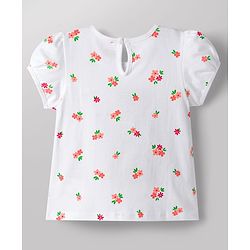 Babyhug Corduroy Woven Half Sleeves T-Shirt & Frock with Floral Print &  Heart Patch - Red
