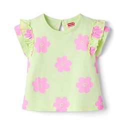 Babyhug Cotton Knit T-Shirt with Frill Detailing Multi Color 6-9 Months