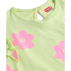 Babyhug Cotton Knit T-Shirt with Frill Detailing Multi Color 6-9 Months