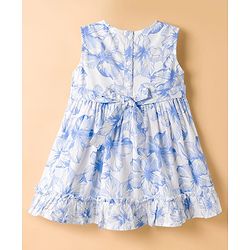 Babyhug 100% Cotton Woven Sleeveless Floral Printed Frock - White