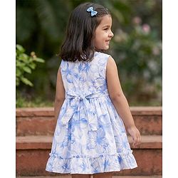 Babyhug 100% Cotton Woven Sleeveless Floral Printed Frock - White