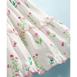 Babyhug Poplin Woven Sleeveless Frock With Floral Print - White