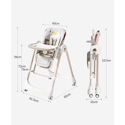 Babyhug Giggle Glide High Chair & Swing - Beige| 3-in-1 Convertible Design| Adjustable Height & Recline| Dual Food Tray| 5-Point Safety Harness| Foldable & Portable| 6 Months to 5 Years